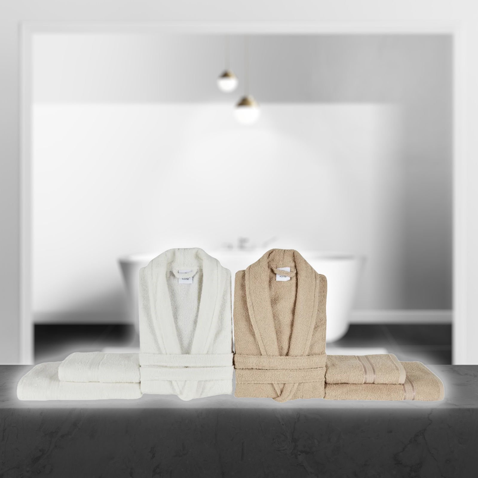 Karaca Home Malvina 6 Parça Aile Banyo Seti OffWhite Bej