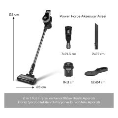 Karaca Vantuz Power Force Max 2 In 1 Şarj Edilebilir Dik Süpürge Silver