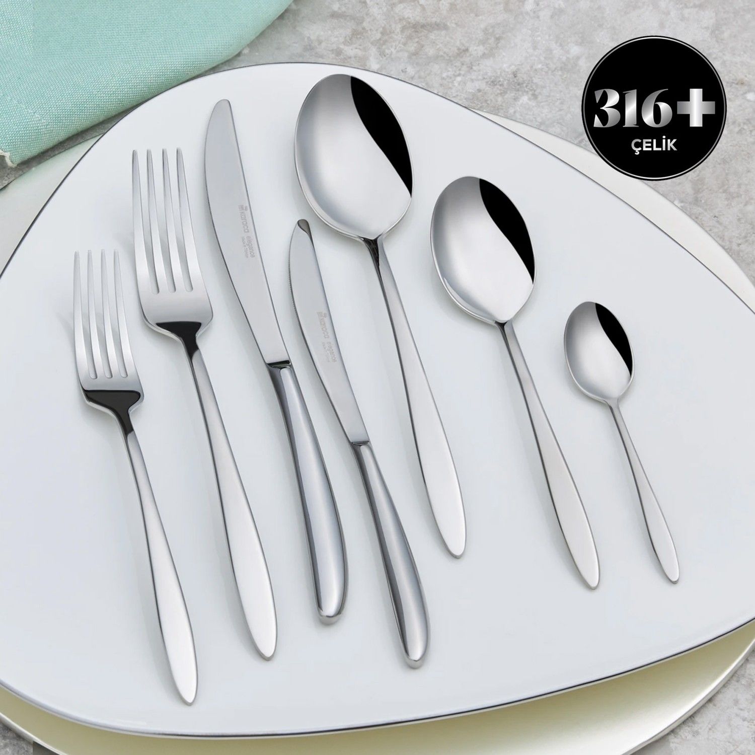 Karaca Athena Elegance 316+ 84 Parça 12 Kişilik Çatal Kaşık Bıçak Takımı