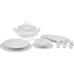 Emsan New Marly Porselen 60 Parça 12 Kişilik Yuvarlak Yemek Takımı Platin Emsan