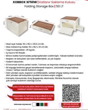 XOBBOX XF50W / Katlanır Saklama Kutusu / Folding Storage Box 50 LT / Kampta Karavanda Araç Bagajında Marinada Piknikte