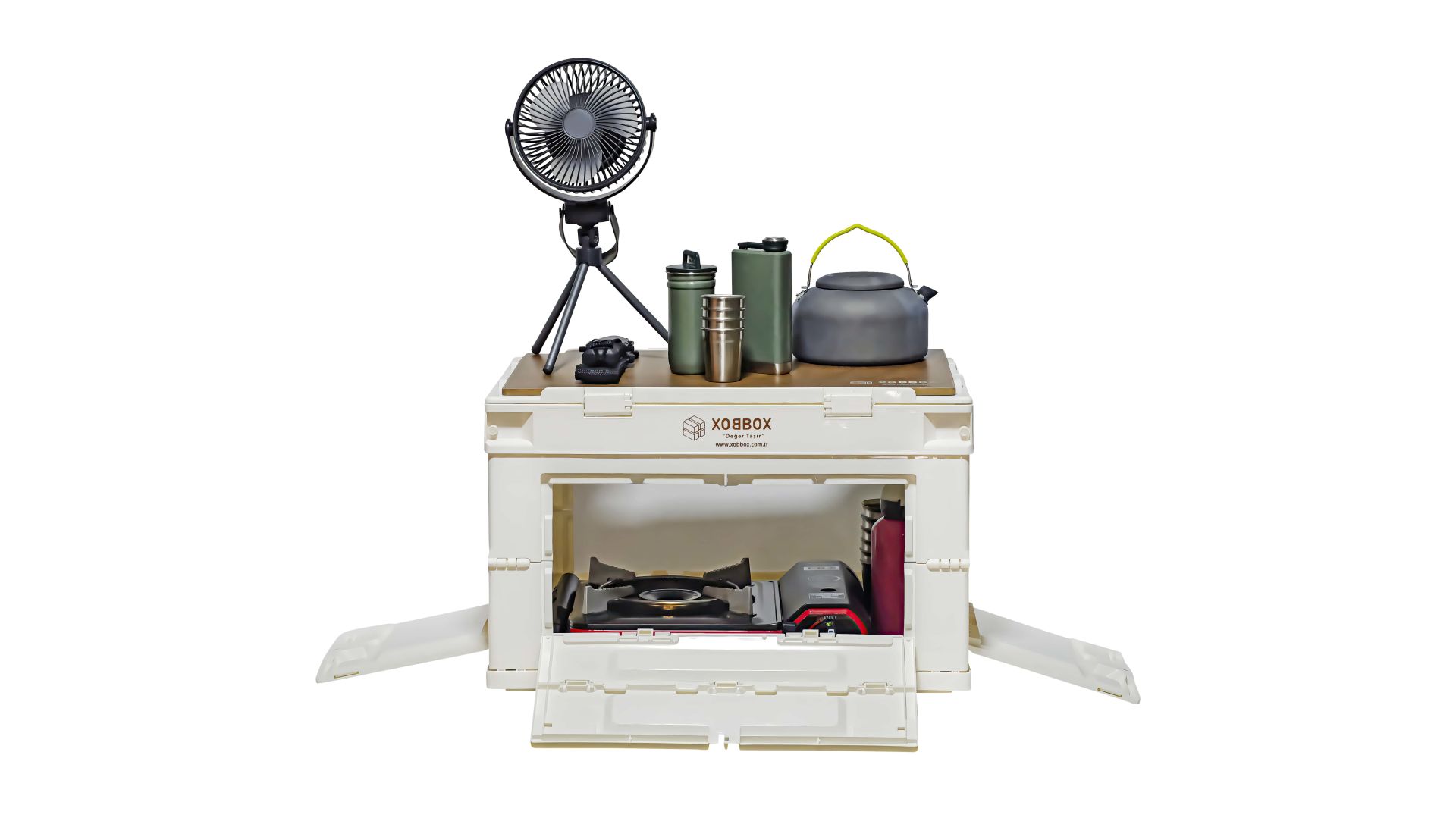 XOBBOX XF50W / Katlanır Saklama Kutusu / Folding Storage Box 50 LT / Kampta Karavanda Araç Bagajında Marinada Piknikte