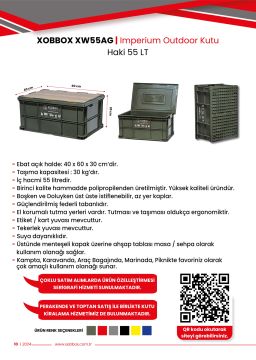 XOBBOX XW55AG / Imperium Outdoor Kutu / Haki 55 LT / Kampta Karavanda Araç Bagajında Marinada Piknikte