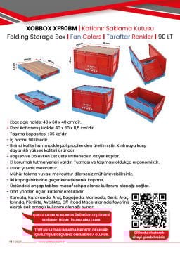 XOBBOX XF90BM / Folding Storage Box / Katlanır Saklama Kutusu / Fan Colors / Taraftar Renkler / 90 LT