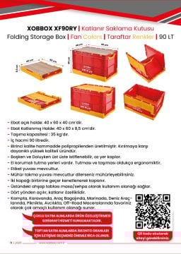 XOBBOX XF90RY / Folding Storage Box / Katlanır Saklama Kutusu / Fan Colors / Taraftar Renkler / 90 LT