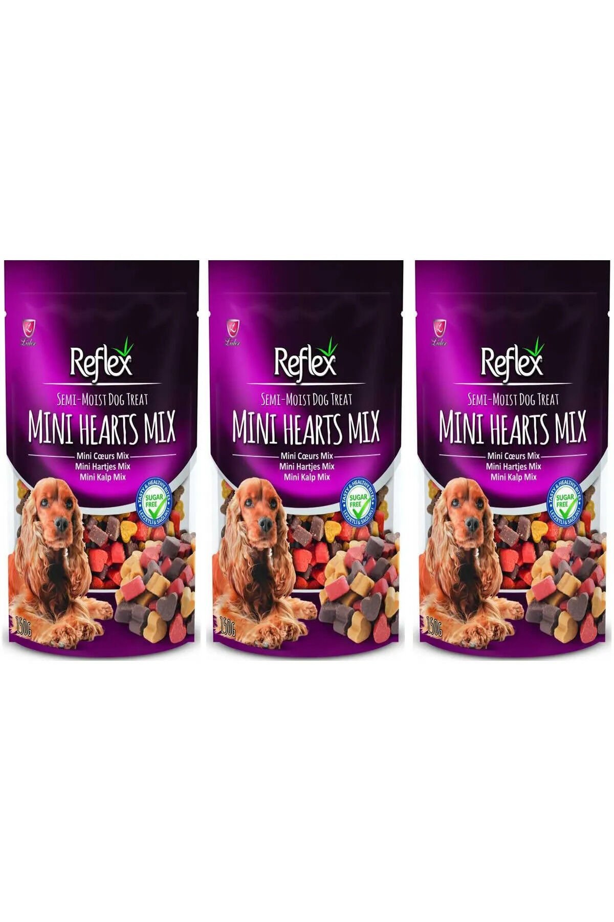 Reflex Yarı Yumuşak Mini Kalp Mix Köpek Ödül Maması 150 Gr 3'ü Set