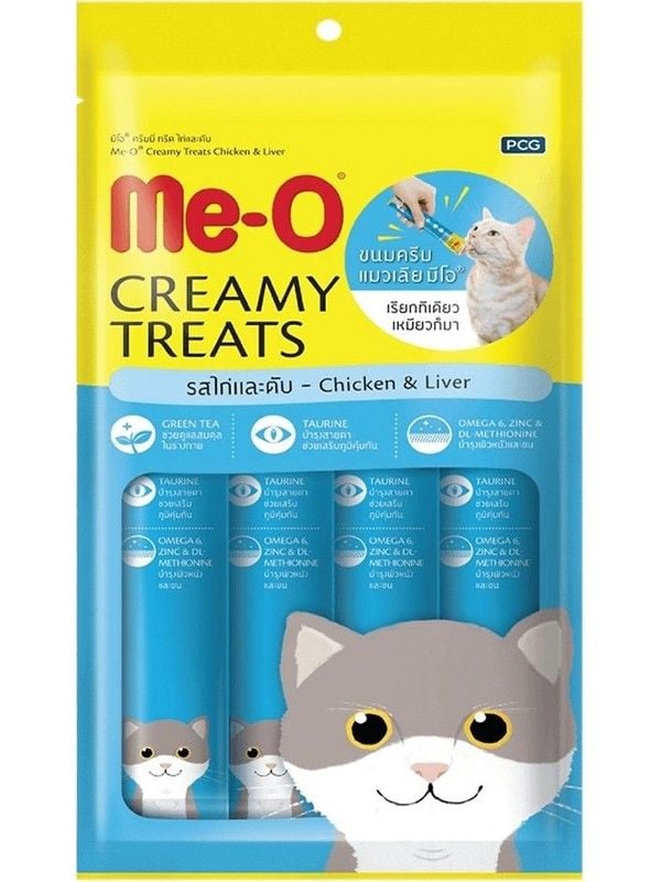 Me-O Creamy Treats Tavuklu ve Ciğerli Sıvı Kedi Ödülü 4 x 15 gr 13681