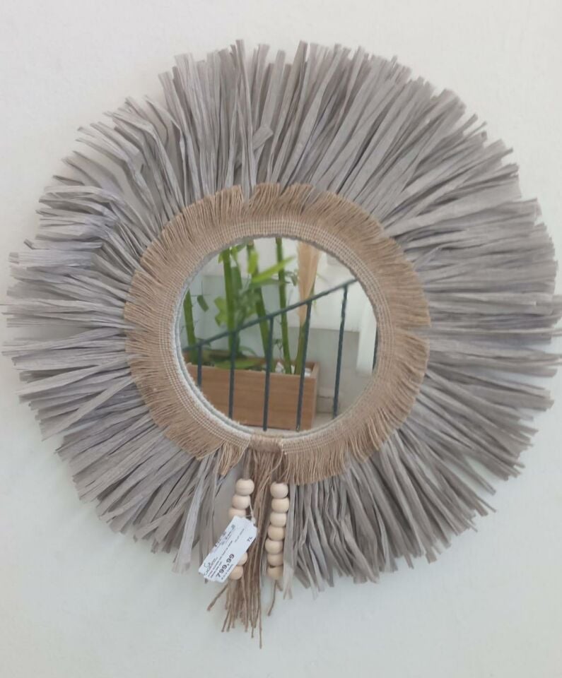 AYNA BOHEM GRİ RAFYA 50CM