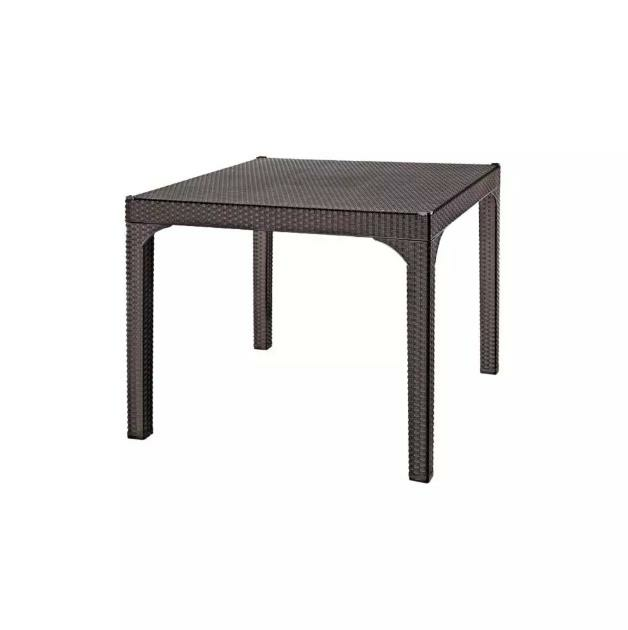 KMPNY/ MASA KARE KALIN ÇİZGİ CAMLI ÇÖL GRİ 90X90CM