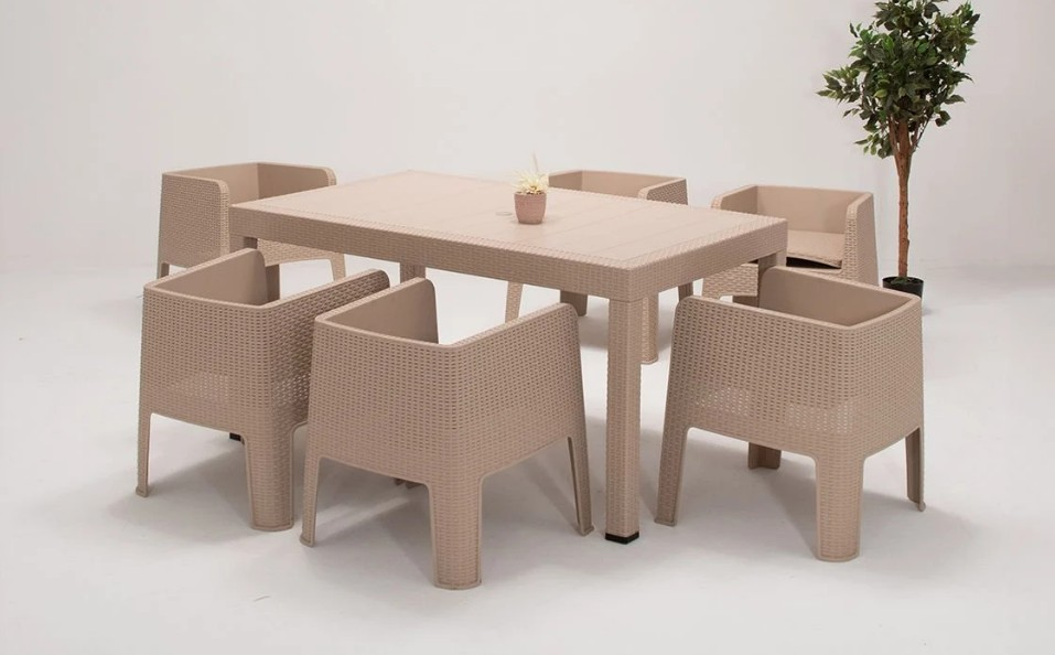 MASA RATTAN 6 AD APEX SANDALYE MİNDERSİZ CAPPUCİNO