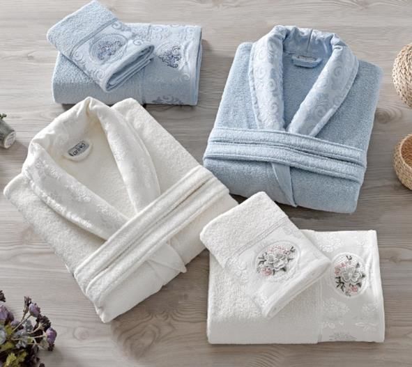 BORNOZ SET AİLE BUKLE JAKARLI 8 PRÇ ASORTİ