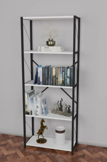 KİTAPLIK DEKORATİF 5 KATLI BEYAZ 150*60*30CM