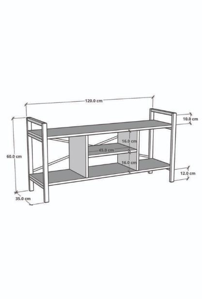 TV SEHPASI 4 BÖLMELİ AÇIK BEYAZ 120*60*35CM