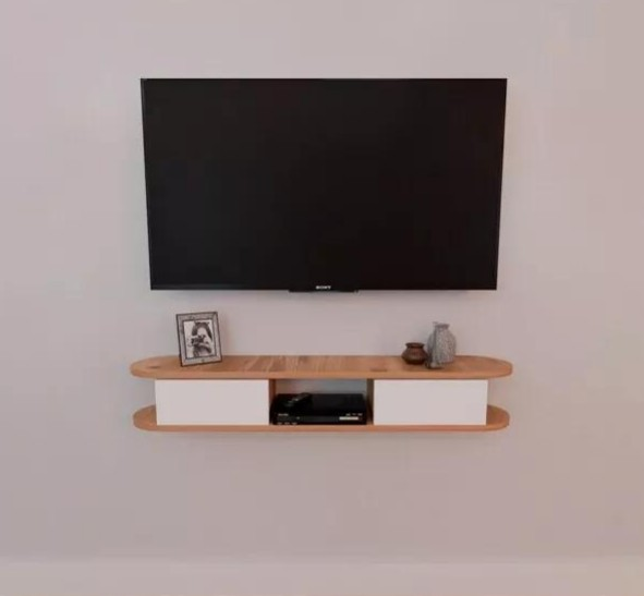TV SEHPASI DUVAR TİPİ YUVARLAK ÇAM BEYAZ 120CM