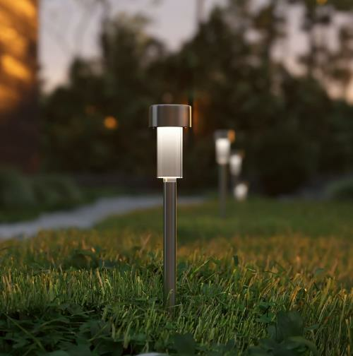 SOLAR LED İNCE KAZIKLI BAHÇE LAMBASI GÜMÜŞ TP