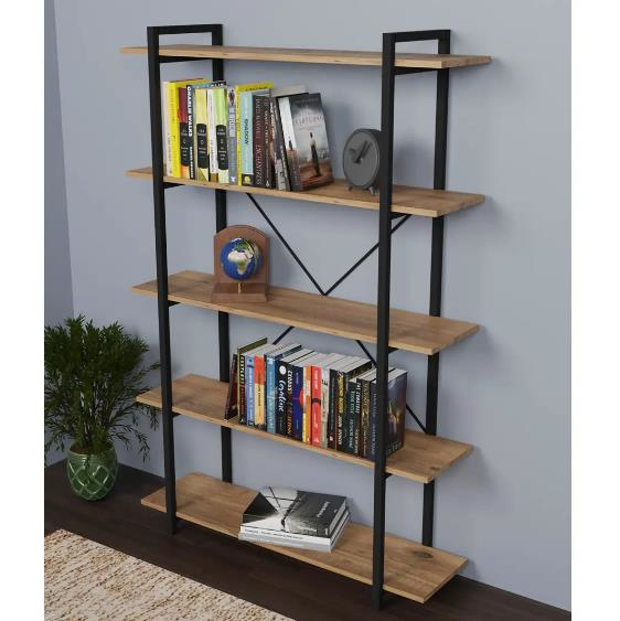 KİTAPLIK DEKORATİF GENİŞ 5 KATLI ÇAM 180*120*34CM
