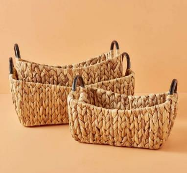 SEPET HASIR DİKDÖRTGEN KULPLU NATUREL 25*15CM