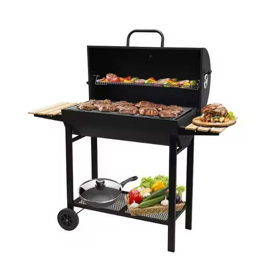 BBQ MANGAL TEKERLEKLİ DİKDÖRTGEN AHŞAP SEHPALI IZG