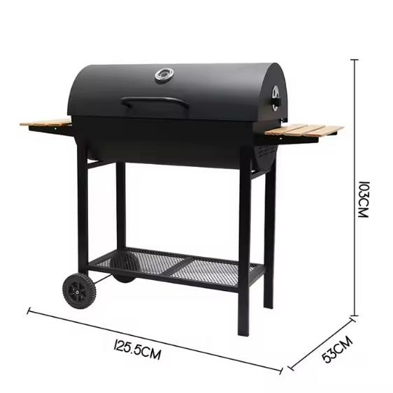 BBQ MANGAL TEKERLEKLİ DİKDÖRTGEN AHŞAP SEHPALI IZG