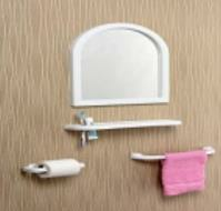 AYNA SETİ OVAL 4 PARÇA  MİNİ KUBBELİ PVC BEYAZ