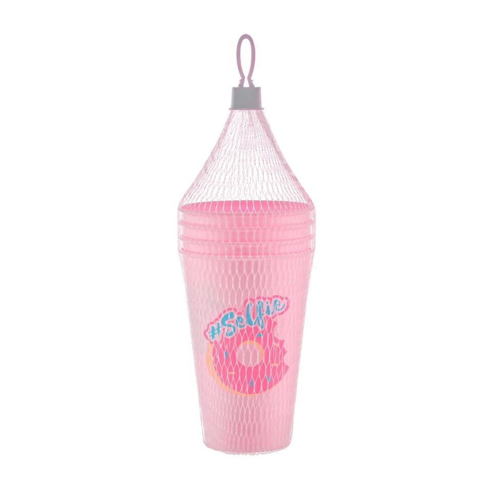 BARDAK PLASTİK DESENLİ 3LÜ SARI MAVİ PEMBE