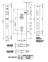 Kale Kilit Banyo ve Tuvalet Kilidi ROZET DELİKLİ 40mm OVAL-NİKEL