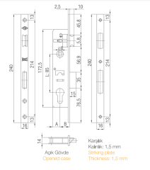 Kale Kilit Pvc Doğrama İçin Silindirli Kapı Kilidi 35mm GÖVDE