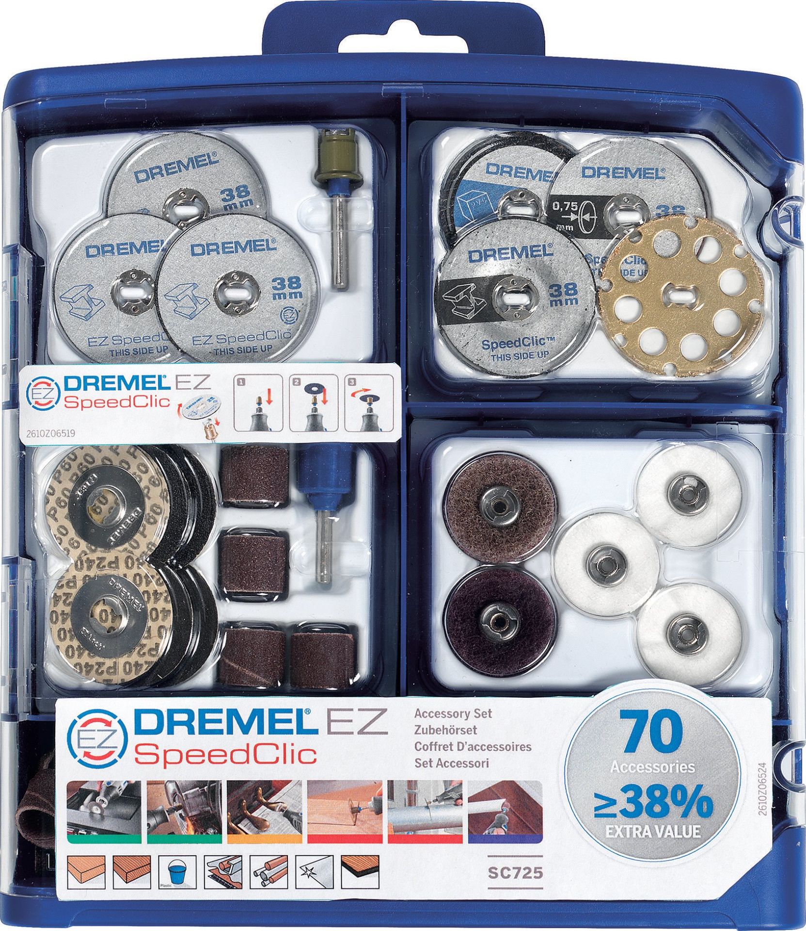 Dremel SC725 Speedclic 70 Parça Çok Amaçlı Aksesuar Seti
