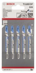 Bosch - Kırılmaya Karşı Dayanıklı Seri Metal İçin T 118 EOF Dekupaj Testeresi Bıçağı - 5'Li Paket