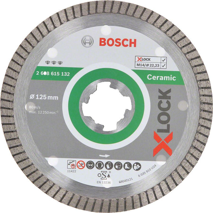 Bosch - X-LOCK - Best Serisi Seramik İçin, Extra Temiz Kesim Turbo Segman  Elmas Kesme Diski 125 mm