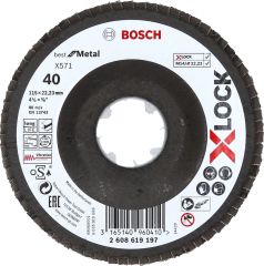 Bosch - X-LOCK - 115 mm 40 Kum Best Serisi Metal Flap Disk