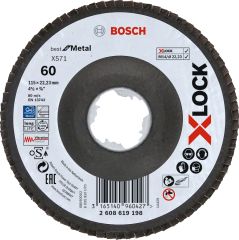 Bosch - X-LOCK - 115 mm 60 Kum Best Serisi Metal Flap Disk