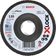 Bosch - X-LOCK - 115 mm 120 Kum Best Serisi Metal Flap Disk