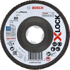 Bosch - X-LOCK - 125 mm 80 Kum Best Serisi Metal Flap Disk