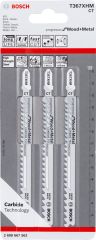 Bosch - Progressor Serisi Metal ve Ahşap Kesimi İçin Özel T 367 XHM Dekupaj Testeresi Bıçağı - 3'lü Paket