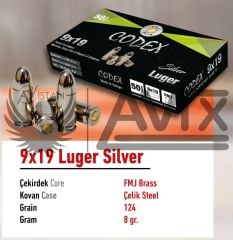 LUGER CODEX (FMJ-124 GRN) TABANCA FİŞEĞİ