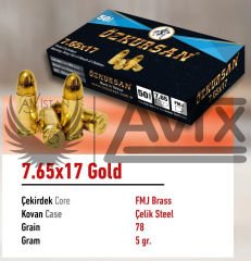 7,65 mm Browning (FMJ-78 GRN) Özkursan Tabanca Fişeği