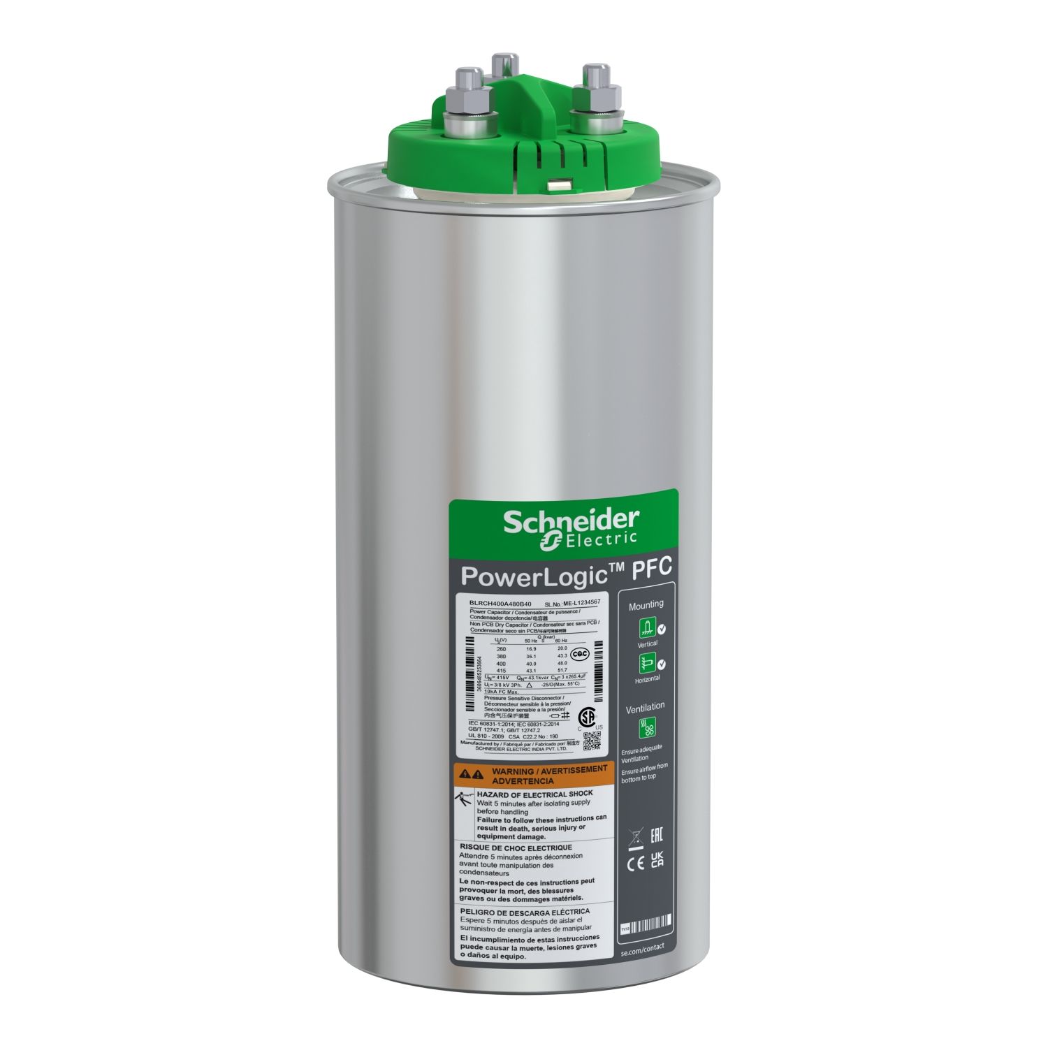 BLRCH571A000B44 | Schneider VarPlus Can HDuty Kondansatör - 57,1/0 kvar - 440 V - 50/60Hz