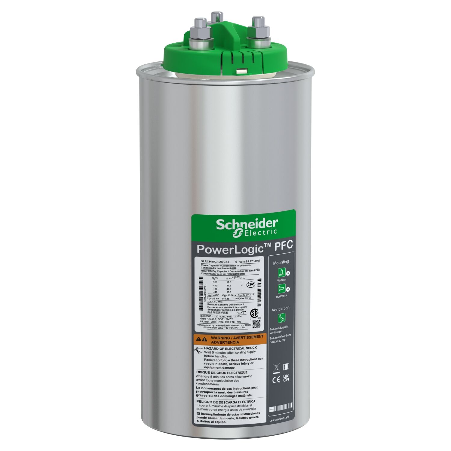 BLRCH500A000B44 | Schneider VarPlus Can HDuty Kondansatör - 50/0 kvar - 440 V - 50/60Hz