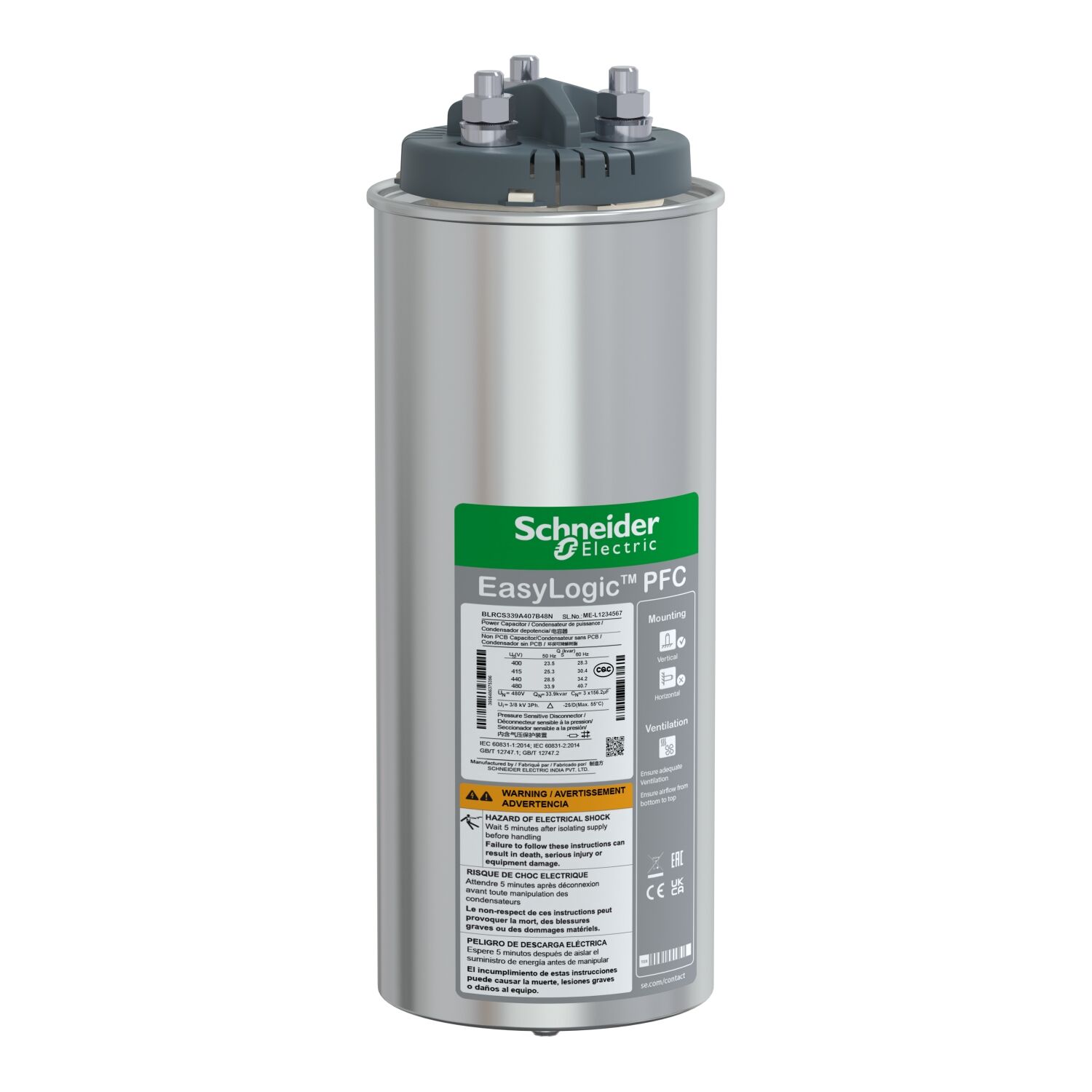 BLRCS339A407B48 | Schneider EasyCan Kapasitör - 33,9/40,7 kvar - 480 V - 50/60Hz