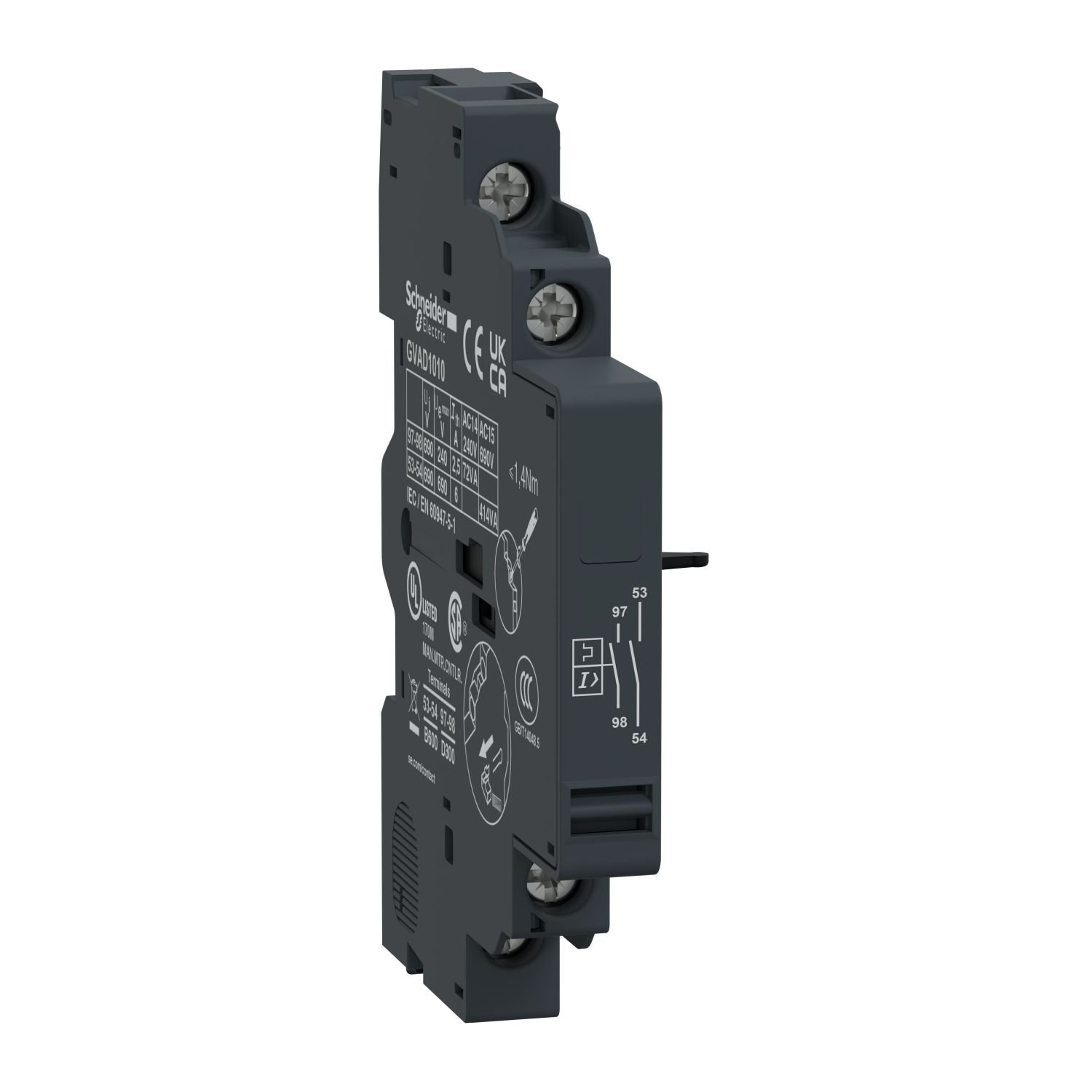 GVAD1010 | Schneider TeSys GV2 ve GV3 - yardımcı kontak - 1 NA + 1 NA (hata)
