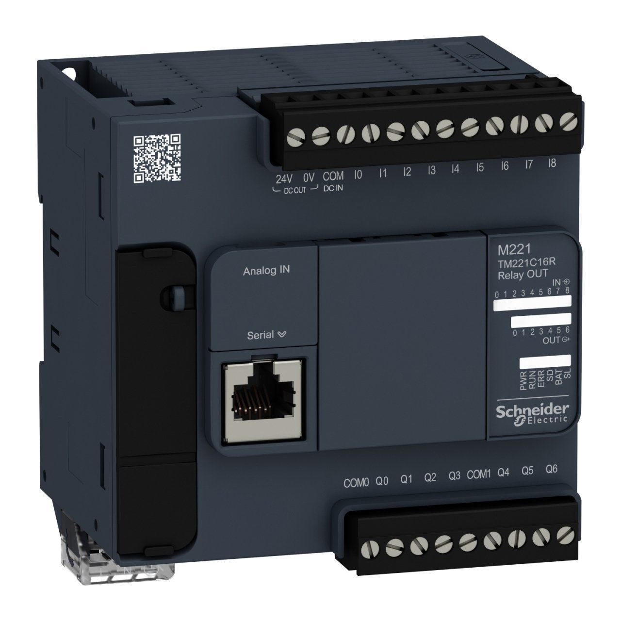 TM221C16R | Schneider Modicon M221 PLC Kontrolör, 16 Giriş-Çıkış, 9 Adet Digital Giriş, 7 Röle Çıkışı, 100-240 Volt AC Besleme Gerilimi