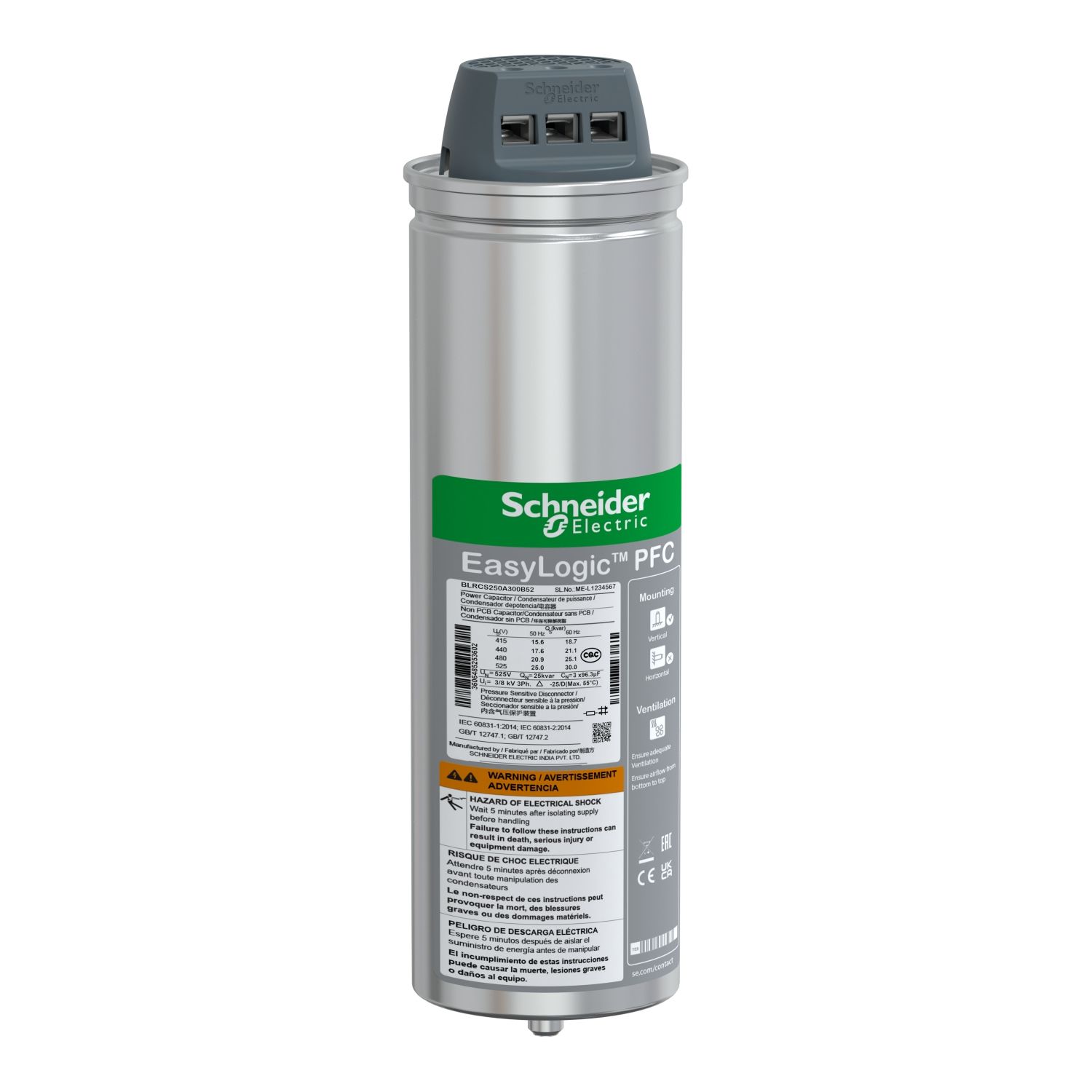 BLRCS200A240B40 | Schneider EasyCan Kapasitör - 20/24 kvar - 400 V - 50/60Hz