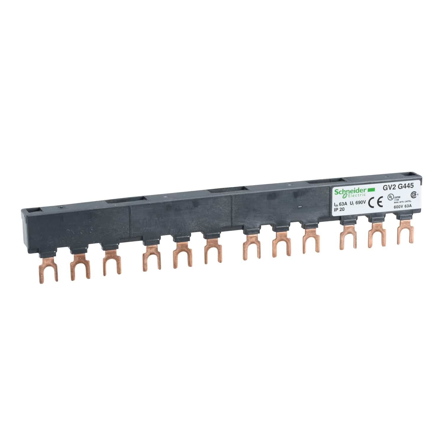 GV2G445 | Schneider 3 Kutup 63A 45mm Besleme Barası - 4 adet GV2 İçin Comb Busbar - Tarak Bara