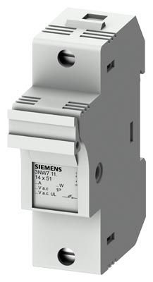 3NW7111 | Siemens SİLİNDİRİK SİGORTA YUVASI (KARTUŞ SİGORTA YUVASI); 14X51mm; 1 KUTUP; 50 A