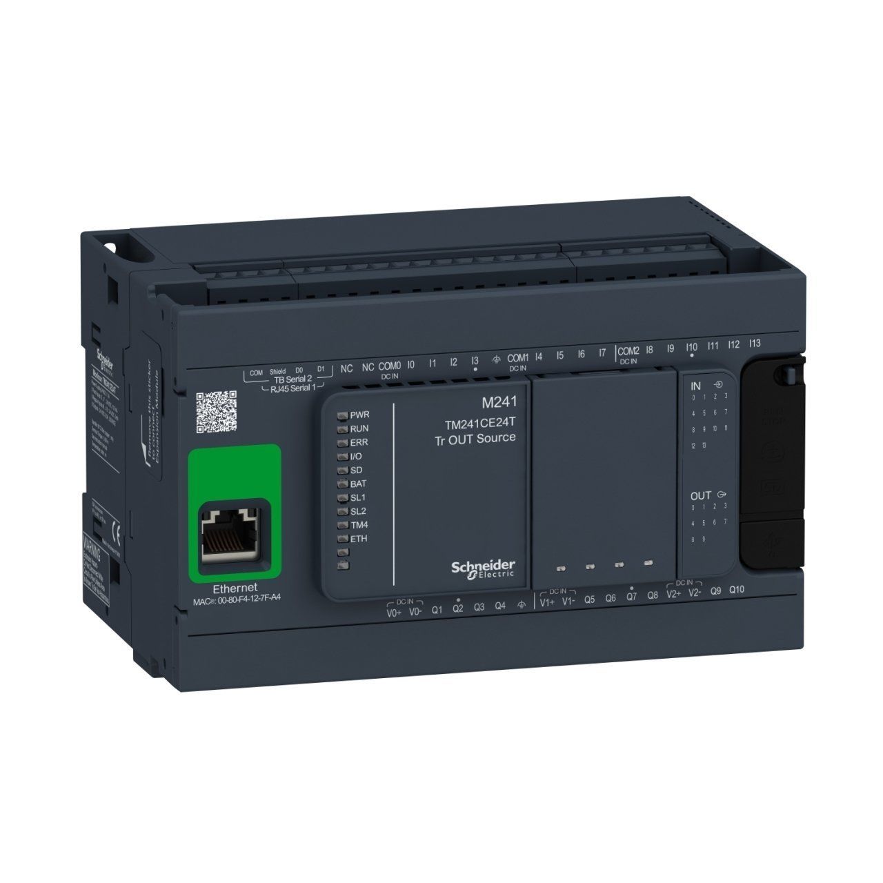 TM241CE24T | Schneider Modicon M241 24 giriş/çıkış Ethernet Haberleşmeli Kontrolör - 14 Dijital Giriş, 10 Dijital Çıkış - TM241CE24T