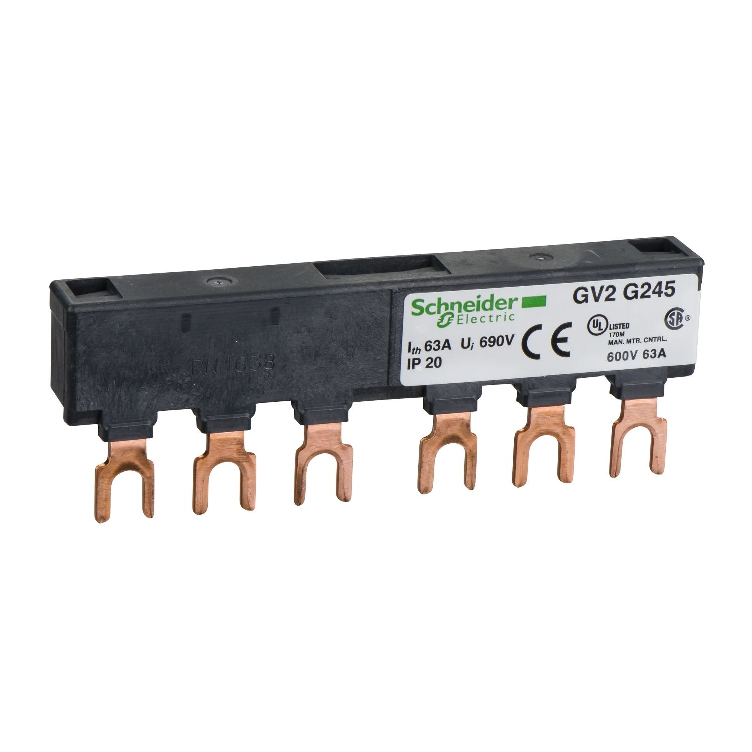 GV2G245 | Schneider 3 Kutup 63A 45mm Besleme Barası - 2 adet GV2 İçin Comb Busbar - Tarak Bara