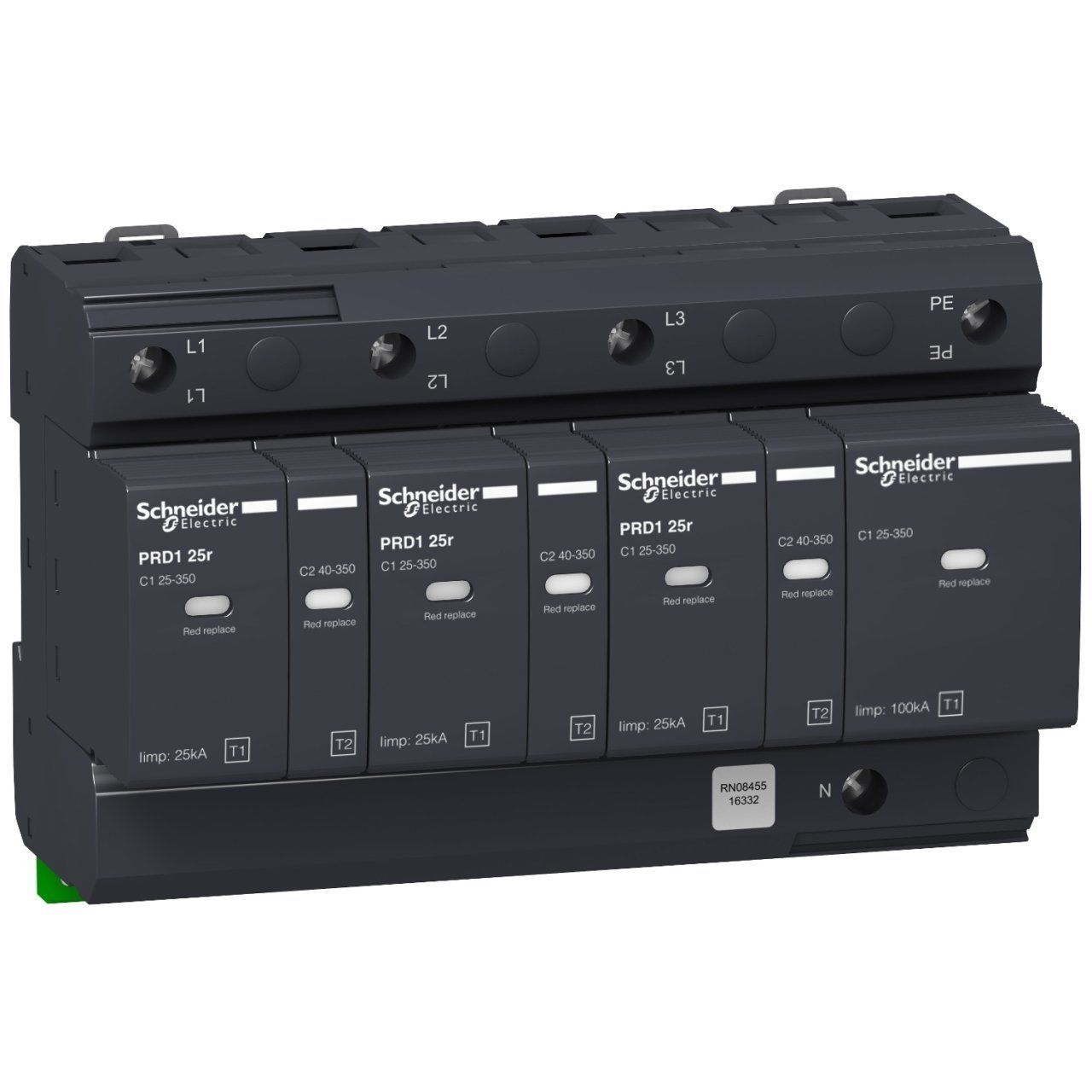 16332 | Schneider PRD1 25r modüler kesinti durdurucu - 3 kutup + N - 350V - uzaktan aktarmalı