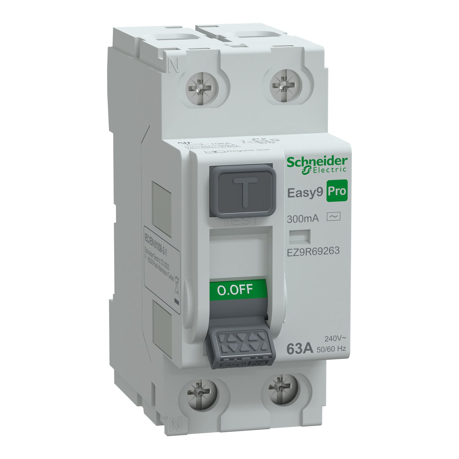 EZ9R69263 | Schneider Kaçak Akım Koruma Rölesi, Easy9 Pro, 2P, 63A, AC Tipi, 300mA