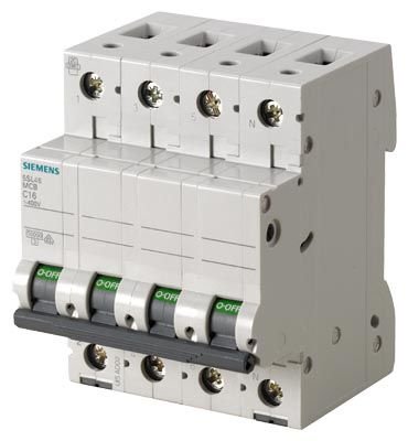 5SL4640-7 | Siemens Otomatik Sigorta - 40 Amper, 3 Kutup+Nötr (3P+N), 6kA, C Eğrisi